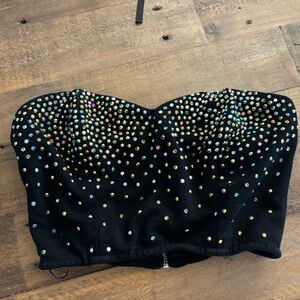 Pins & needles iridescent crystal tube top